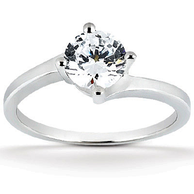 Round Cut Bypass Solitaire Engagement Ring 