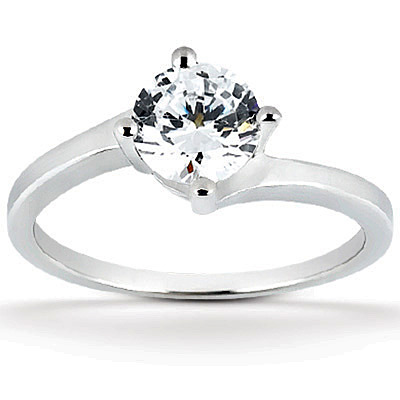 Round Cut Bypass Solitaire Engagement Ring  - view 3