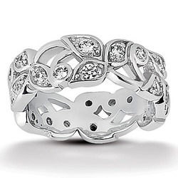 Floral Design 0.72 CT Diamond Eternity Wedding Band