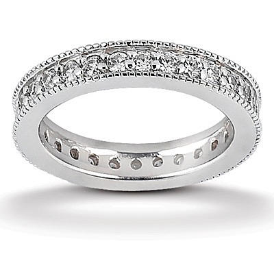 Common Bead Set With Mill Grain Diamond Eternity Wedding Band (0.78 ct. tw.) thumbnail 1