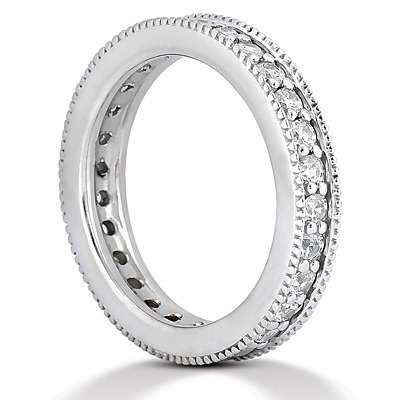 Common Bead Set With Mill Grain Diamond Eternity Wedding Band (0.90 ct. tw.) thumbnail 3