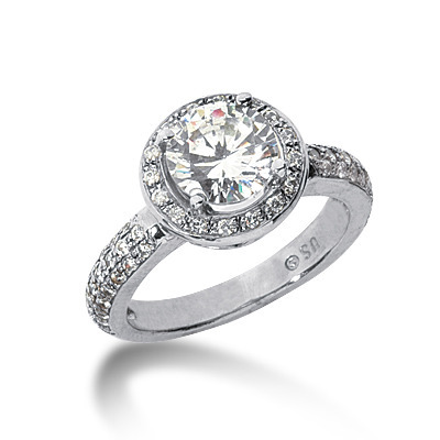 Pave Set Halo Diamond Bridal Ring (0.46 ct. tw.) thumbnail 1