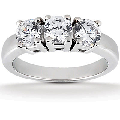 Three Stone Prong Set Diamond Ring With Airlines (1.05 t.c.w.)