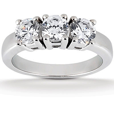 Three Stone Prong Set Diamond Ring With Airlines (1.05 t.c.w.) thumbnail 1
