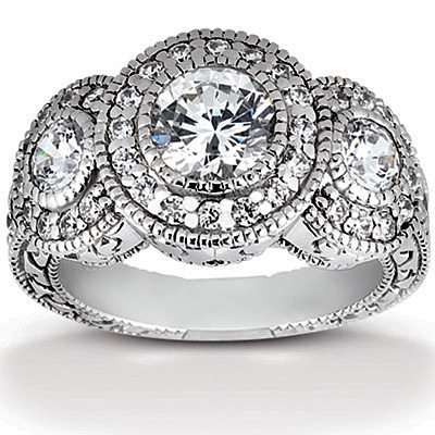 Three Stone Antique Diamond Engagement Ring (1.12 t.c.w.)