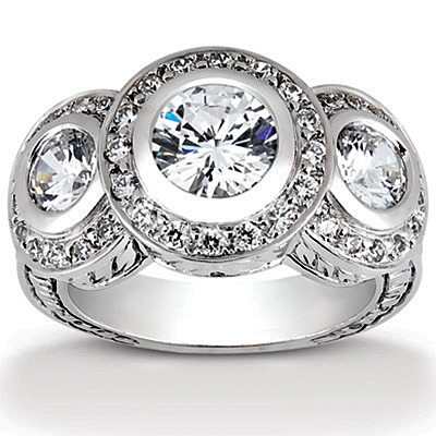 Three Stone Antique Diamond Bridal Ring (1.84 t.c.w.)