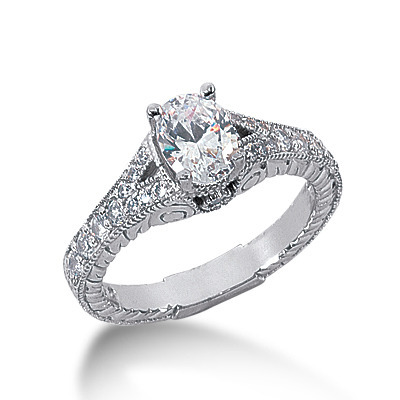 Antique Design Oval Cut Diamond Engagement Ring (0.38 t.c.w.)