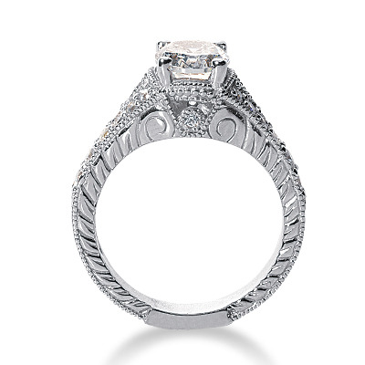Antique Design Oval Cut Diamond Engagement Ring (0.38 t.c.w.) - view 2