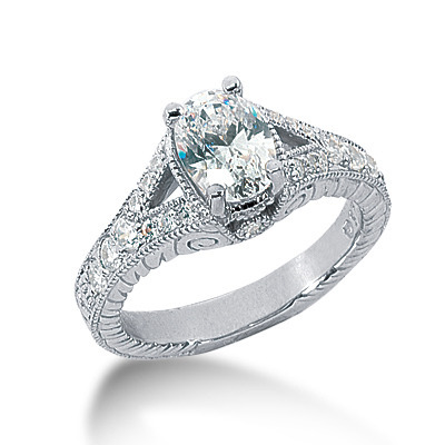 Antique Design Oval Cut Diamond Engagement Ring (0.45 t.c.w.)