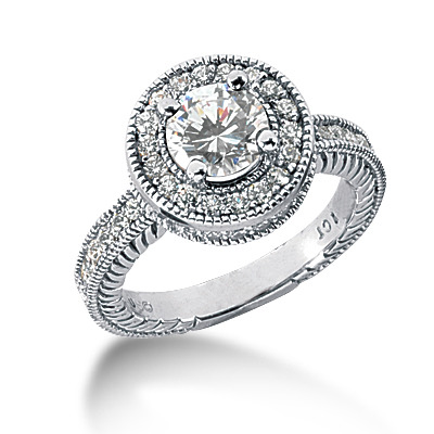 Antique Design Round Diamond Engagement Ring (0.52 t.c.w.) - view 1