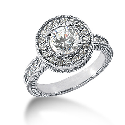 Round Brilliant Antique Diamond Engagement Ring (0.96 t.c.w.) - view 1