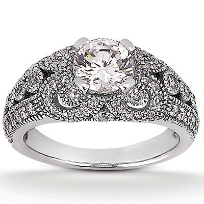 Diamond Accented Antique Engagement Ring (0.64 t.c.w.) - view 1