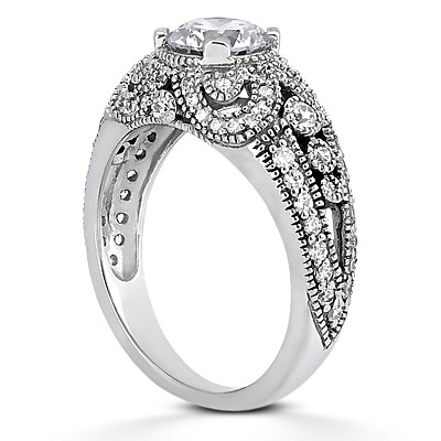 Diamond Accented Antique Engagement Ring (0.64 t.c.w.) - view 3
