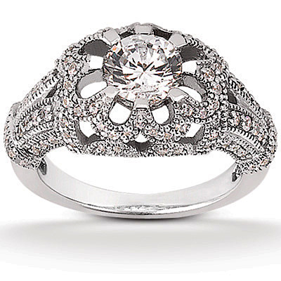 Fancy Diamond Accented Engagement Ring (0.52 t.c.w.) - view 1