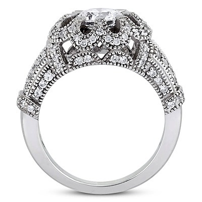 Fancy Diamond Accented Engagement Ring (0.61 t.c.w.) - view 2