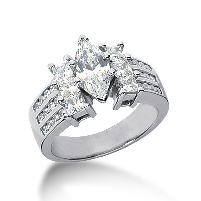 Triple Row Channel Set Princess Cut Diamond Engagement Ring (1.20 ct. tw.)