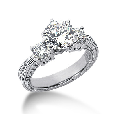 Antique Three Stone Diamond Engagement Ring (0.60 t.c.w.) - view 1