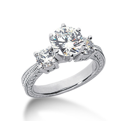 Antique Three Stone Diamond Engagement Ring (0.80 t.c.w.) - view 1