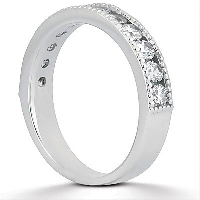 Round Cut Channel Set Milgrain Edge Diamond Bridal Ring (0.60 t.c.w.) thumbnail 2