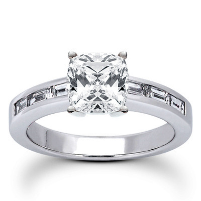 0.42 ct. tw. Baguette Cut Channel Set Diamond Bridal Ring thumbnail 16