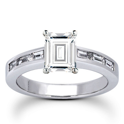 0.42 ct. tw. Baguette Cut Channel Set Diamond Bridal Ring thumbnail 1