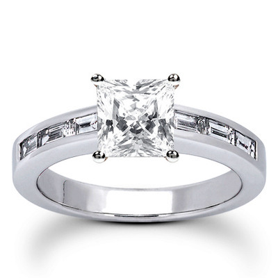 0.42 ct. tw. Baguette Cut Channel Set Diamond Bridal Ring thumbnail 10