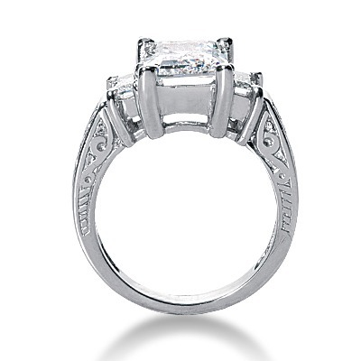 Antique Design Emeral Cut Diamond Engagement Ring (0.66 t.c.w.) thumbnail 2