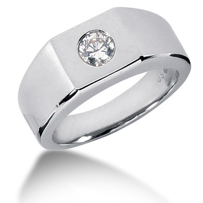 0.35 ct. Round Cut Bezel Set Diamond Men's Ring