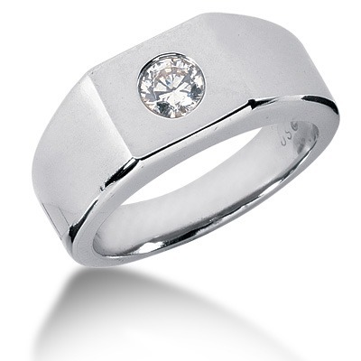 0.35 ct. Round Cut Bezel Set Diamond Men's Ring thumbnail 1