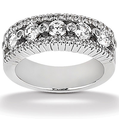 1.33 ct. Round Cut Bar Set Diamond Wedding Band - view 1