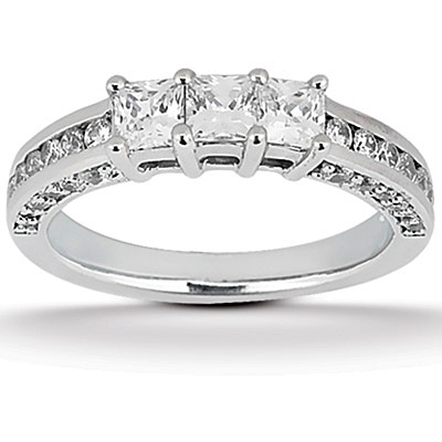 1.33 ct. AntiqueThree Stone Diamond Bridal Ring