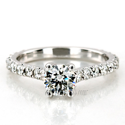 Micro Pave Set Classic Cathedral Diamond Engagement Ring 