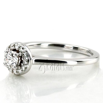 Halo Style Bead Set Diamond Engagement Ring 