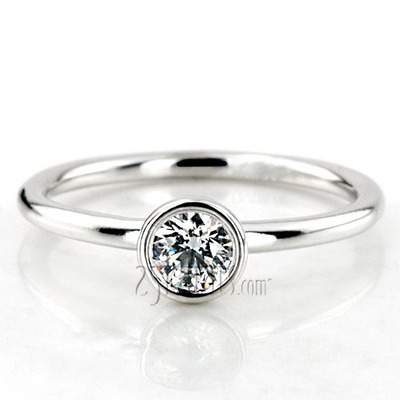 Bezel Set Round Center Solitaire Engagement Ring