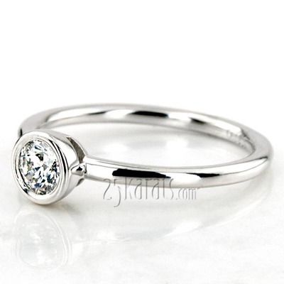 Bezel Set Round Center Solitaire Engagement Ring