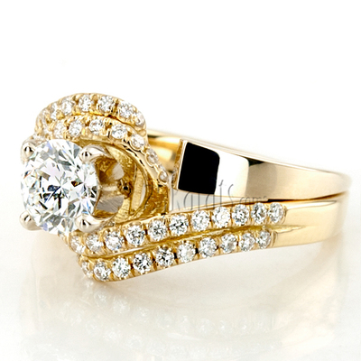 Micro Pave Set Split Shank By Pass Diamond Engagement ring