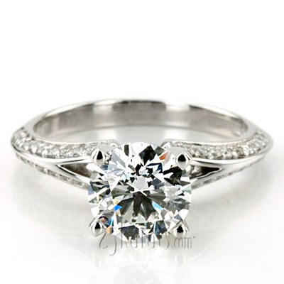 Pave Set Split Shank Diamond Bridal Ring 