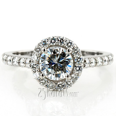 Halo Style Pave Set Diamond Engagement Ring(3/4 ct. t.w.)