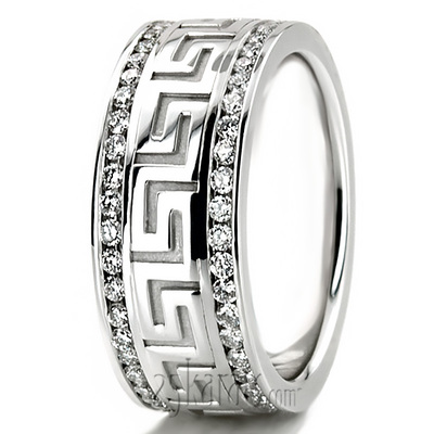 Greek Key Diamond Wedding Ring