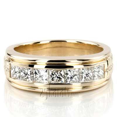 Modern Princess Cut Diamond Men's Ring