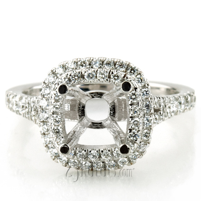 Scalloped Split Shank Diamond Engagement Ring