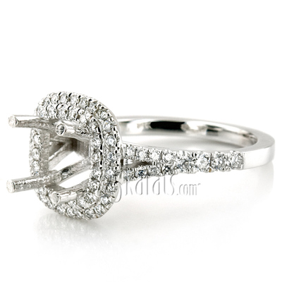 Scalloped Split Shank Diamond Engagement Ring