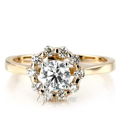 Halo Style Plain Shank Diamond Engagement Ring