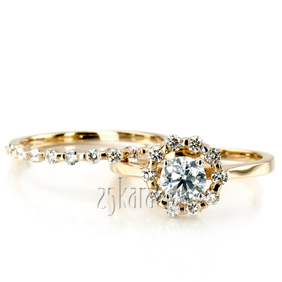 Halo Style Plain Shank Diamond Engagement Ring
