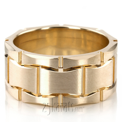 Rolex Style Hour-glass Cut Diamond Cut Wedding Ring