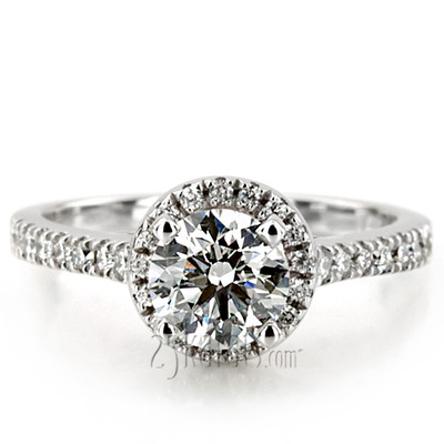 Halo Style Split Prong Diamond Engagement Ring