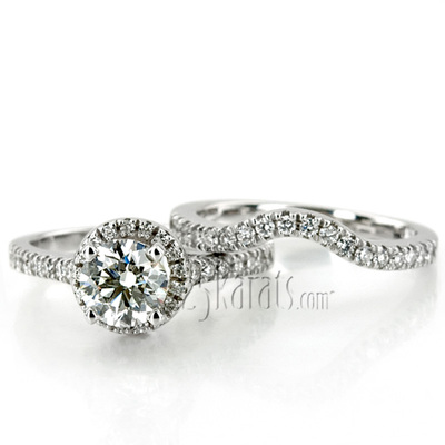 Halo Style Split Prong Diamond Engagement Ring