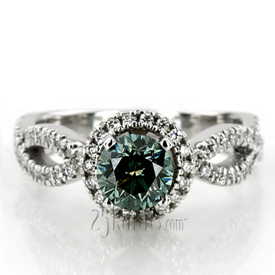 Bow Shank Halo Style Diamond Engagement Ring