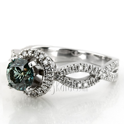 Bow Shank Halo Style Diamond Engagement Ring 