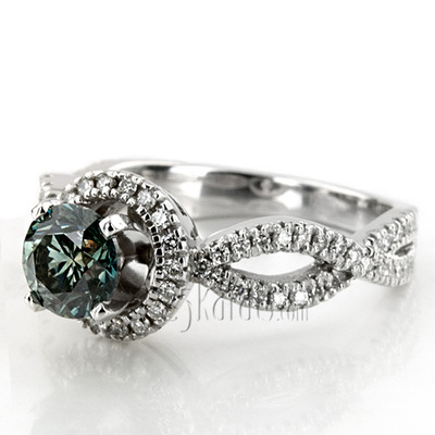 Bow Shank Halo Style Diamond Engagement Ring